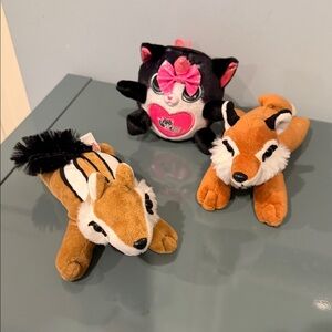 Plush Animal Set - Black, Brown, and Tan